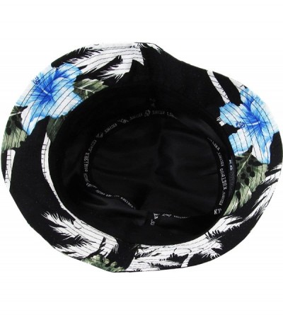 Bucket Hats Floral Galaxy Leaf Aztec Tropical Print Bucket Hat Summer Boonie Cap - 04) Floral - Black/Blue - C711TL6V63V $12.19