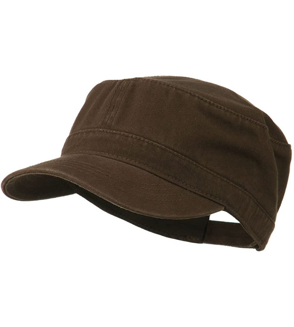 Baseball Caps Garment Washed Adjustable Army Cap - Dark Brown - C111UU76G2L $14.71