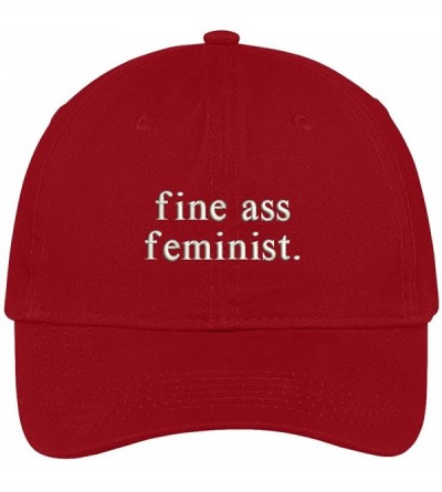 Baseball Caps Fine Ass Feminist Embroidered Cap Premium Cotton Dad Hat - Red - CI1833RSH0N $14.98