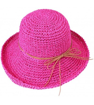 Sun Hats Spring and Summer Beach Cap Women Straw Fisherman Hat Sun Hat (hot Pink) - Hot Pink - CQ18QQQ33LT $18.98