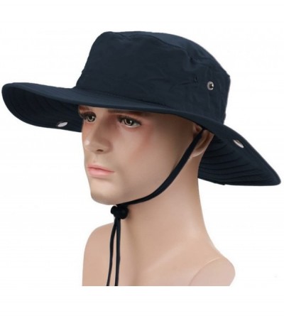 Cowboy Hats Outdoor Polyester Fishing Cap Cowboy Hat & Elastic Sweatband - Az-dark Blue - CS12GROS4TN $33.28