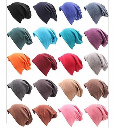 Skullies & Beanies Unisex Women Thin Solid Baggy Slouchy Oversized Cotton Sleep Beanie Hat Skull Cap - Black - CC18KZMG6AE $7.06