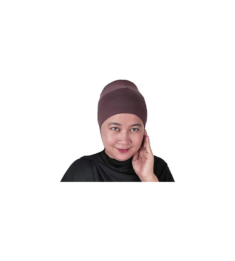 Headbands Hijab Turban Bun Underscarf Chemo Cap Volumizer Hair Loss Cotton Lycra - Brown - C918CL5MA07 $17.05