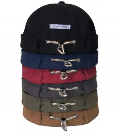 Skullies & Beanies Unisex Beanie Cotton Docker Brimless Hat Rolled Cuff Harbour Hat with Drawstring - H-khaki - C219449D4XE $...