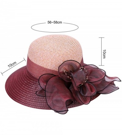 Sun Hats Women Straw Sun Hat UPF 50+ Bucket Sunhat UV Protection Packable Summer Sun Hat - Wine Red - CW18E8U4U4X $15.91