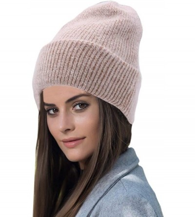 Skullies & Beanies Women Girls Winter Warm Hats Angora Rabbit Fur Knit Hats Cashmere Cotton Beanie Hat Cap (Khaki) - CE187IOH...