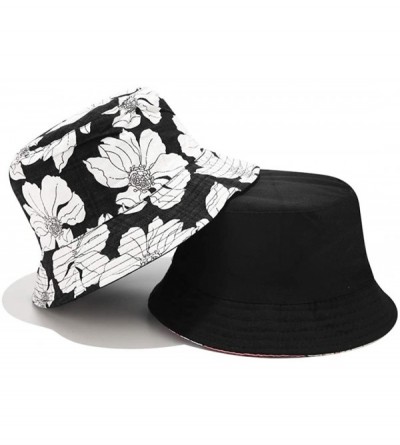 Bucket Hats Reversible Cotton Bucket Hat Multicolored Fisherman Cap Packable Sun Hat - Black - CS18WE50WAX $11.59