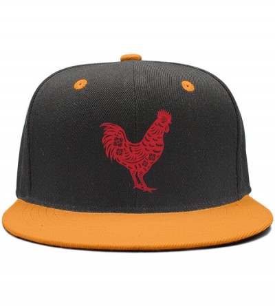 Baseball Caps Animal Rooster Papercut Unisex Hip-Hop Caps Vintage Snapbacks - Yellow - CU18D6W5G8X $28.96