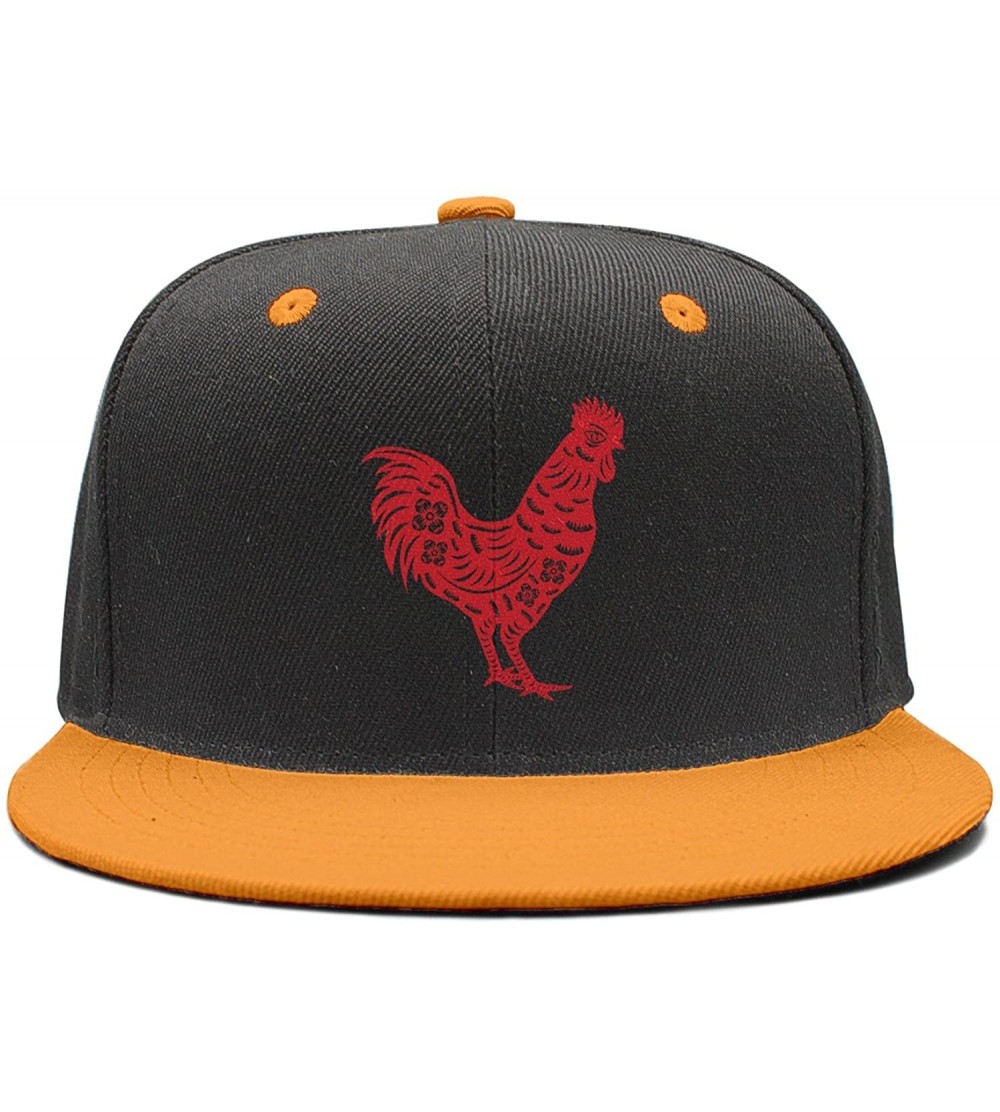 Baseball Caps Animal Rooster Papercut Unisex Hip-Hop Caps Vintage Snapbacks - Yellow - CU18D6W5G8X $9.99