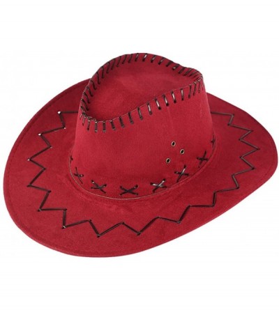 Sun Hats Unisex Sunshade Cap- Summer Outdoor Travel Western Cowboy Hat Casual Solid Mongolian Hat Grassland Visor - Wine - CL...