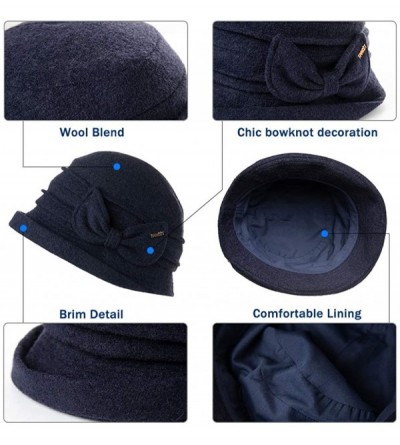 Fedoras Womens Wool Blend Winter Bucket 1920s Vintage Derby Hat Fedora Round Fall Bowler 55-59cm - 00769-grey - C018ZCST6OT $...