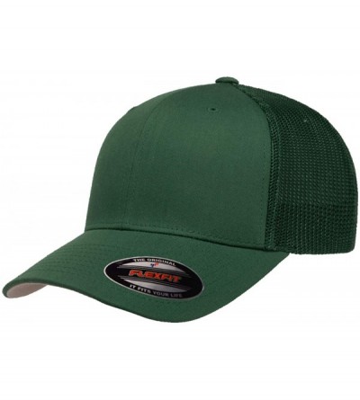 Baseball Caps The Original Flexfit Yupoong Mesh Trucker Hat Cap & 2-Tone - Evergreen - CU196H2E5IA $13.62