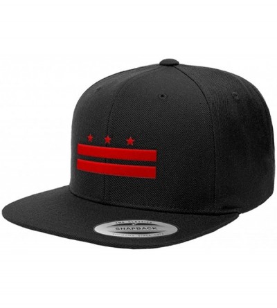 Baseball Caps Washington D.C. Official Flag Snapback Hat 6089M - Black - C3180TSTC9M $26.06