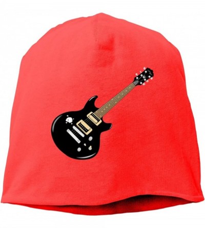 Skullies & Beanies Man Skull Cap Beanie Guitar Sign Headwear Knit Hat Warm Hip-hop Hat - Red - C018KLHOEQH $17.31