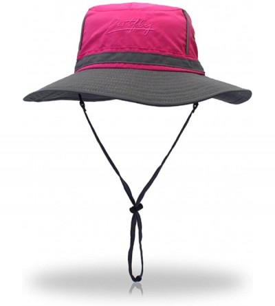 Sun Hats Wide Brim Sun Protection Bucket Hat Adjustable Outdoor Fishing - B16015-rose Red - CT185Y2HINR $10.42