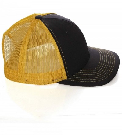 Baseball Caps Structured Trucker Mesh Hat Custom Colors Letter A Initial Baseball Mid Profile - Black Gold White Gold - C818H...