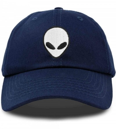 Baseball Caps Alien Head Baseball Cap Mens and Womens Hat - Navy Blue - CQ18M65U4E4 $10.07