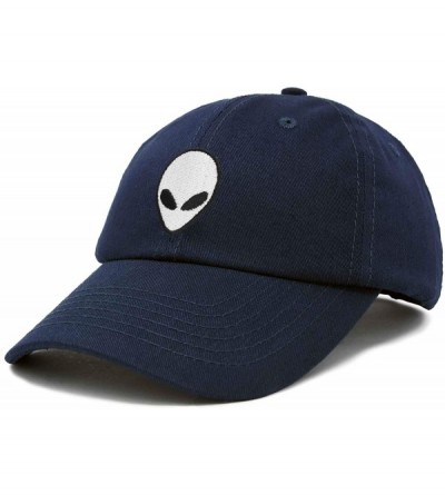 Baseball Caps Alien Head Baseball Cap Mens and Womens Hat - Navy Blue - CQ18M65U4E4 $10.07