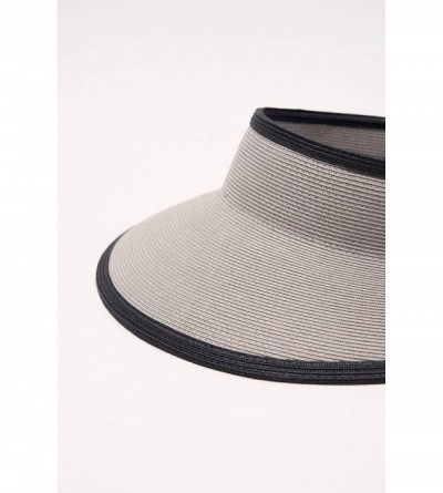 Sun Hats Vienna Visor Women's Summer Sun Straw Packable UPF 50+ Beach Hat - Grey - C618RAO9MO7 $28.74