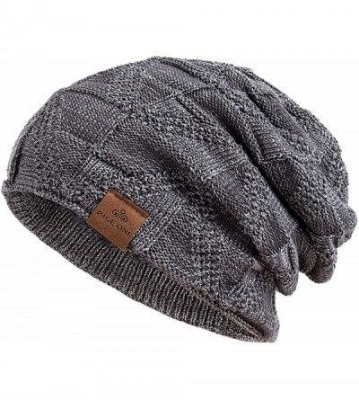 Skullies & Beanies Mens Winter Slouchy Beanie Warm Fleece Lined Skull Cap Baggy Cable Knit Hat - 8 - CQ18MH47W4E $13.33