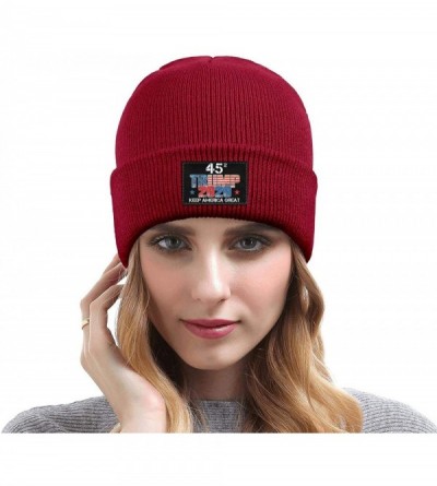 Skullies & Beanies Unisex Knit Hat Trump 45 Squared 2020 Second Presidential Term Warm FashionKnit Caps - Red-7 - CL192E40OUL...
