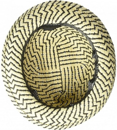 Fedoras Women's Textured Zigzag Paper Fedora with Braided Band - Multi Natural - CO18LQE7XY4 $21.20