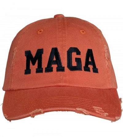 Baseball Caps MAGA Hat - Trump Cap - Orange- Ripped Distressed - Maga/Black - CG18RK45A35 $16.78