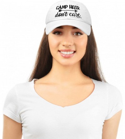 Baseball Caps Camp Hair Don't Care Hat Dad Cap 100% Cotton Lightweight - White - C218SD834ZZ $15.60