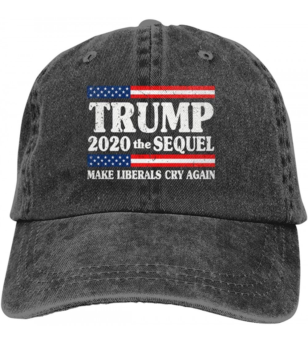 Baseball Caps Trump 2020 The Sequel Make Liberals Cry Again Men Women Washed Baseball Cap - Black - CR18UG2MHXL $11.86