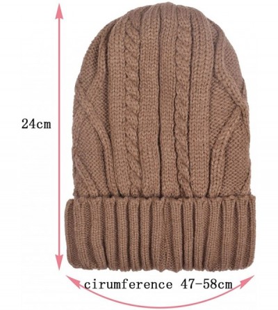 Skullies & Beanies Cotton Skull Cap Slouch Hat Thick Knit Winter Ski Caps Beanie Hats for Women and Men - Brown - CA187E599Z3...