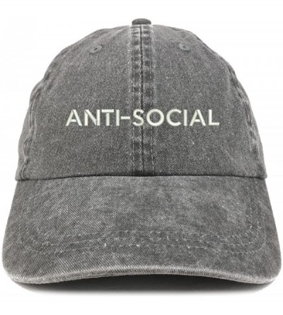Baseball Caps Anti Social Embroidered Soft Crown Cotton Adjustable Cap - Black - CG12IZK52WJ $14.50