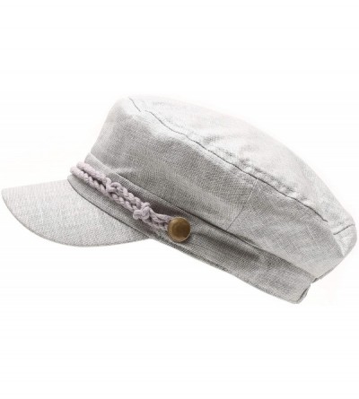 Newsboy Caps Women's Summer Linen Greek Fisherman's Sailor Newsboy Hats with Comfort Elastic Back - Light Grey - CN18OXYES0Y ...