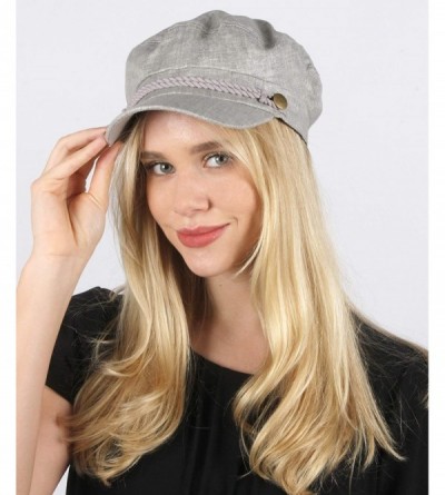 Newsboy Caps Women's Summer Linen Greek Fisherman's Sailor Newsboy Hats with Comfort Elastic Back - Light Grey - CN18OXYES0Y ...