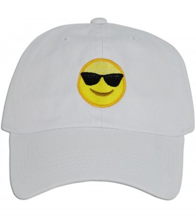 Baseball Caps Emoji Happy Face Sunglasses Cap Hat Dad Adjustable Polo Style Unconstructed - White - C2182AW67R3 $28.18
