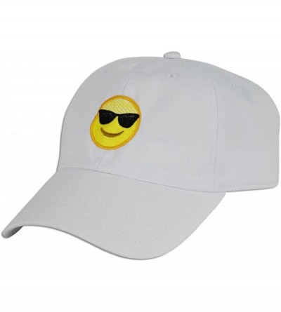 Baseball Caps Emoji Happy Face Sunglasses Cap Hat Dad Adjustable Polo Style Unconstructed - White - C2182AW67R3 $14.09