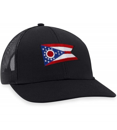 Baseball Caps Ohio Flag Hat - Ohio Trucker Hat Baseball Cap Snapback Golf Hat (Black) - CX195KG2WET $15.79