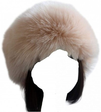 Cold Weather Headbands Women's Faux Fur Headband Soft Winter Cossack Russion Style Hat Cap - Light Khaki - CH18L8H6Z4L $13.37