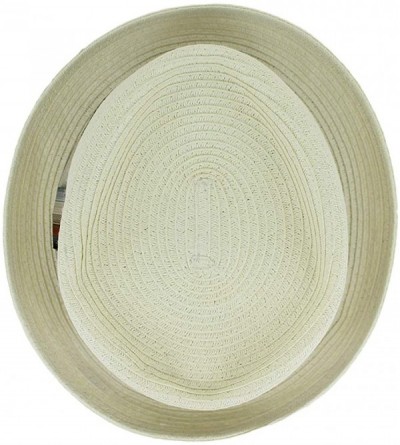 Fedoras Belfry Men/Women Summer Straw Pork Pie Trilby Fedora Hat in Blue- Tan- Black - Maxxivory - CY193670ZWG $48.46