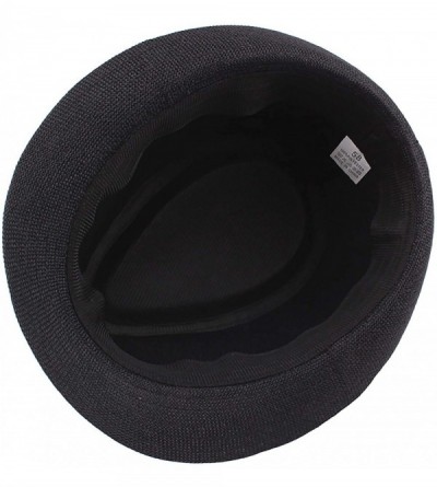 Fedoras Mens Summer Linen Sewn Hat-Breathable Linen Porkpie Hat Stingy Brim Cap - Black - CM18QZH5UH7 $8.95