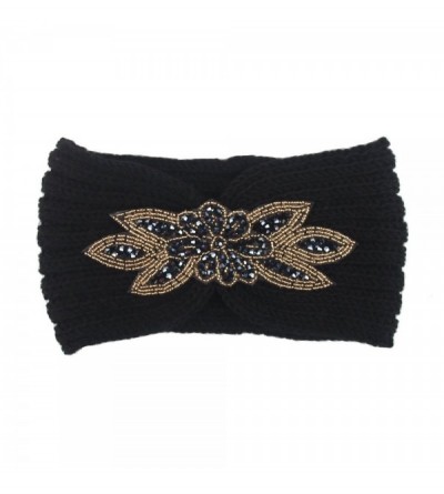 Cold Weather Headbands Women's Stylish Bohemian Hexagon Winter Warm Knitted Headband Hair Accessories (Black) - Black - CC18M...