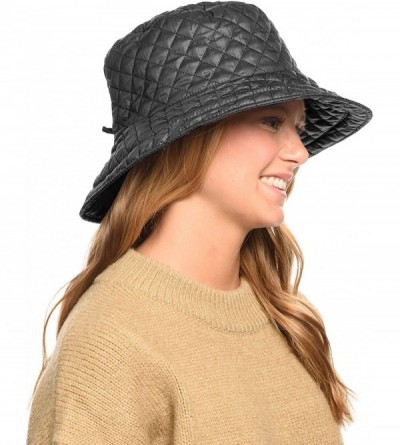 Rain Hats Foldable Water Repellent Quilted Rain Hat w/Adjustable Drawstring- Bucket Cap - Gray - CU18IQDCNOD $17.54