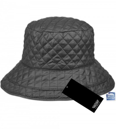 Rain Hats Foldable Water Repellent Quilted Rain Hat w/Adjustable Drawstring- Bucket Cap - Gray - CU18IQDCNOD $17.54