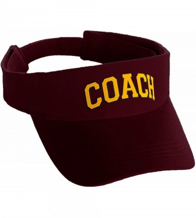 Baseball Caps Classic Sport Team Coach Arched Letters Sun Visor Hat Cap Adjustable Back - Burgundy Hat Black Gold Letters - C...