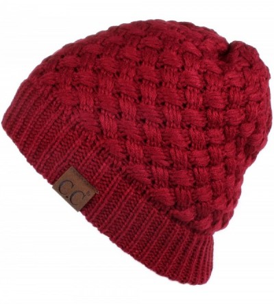 Skullies & Beanies Exclusives Knit Warm Inner Lined Soft Stretch Skully Beanie Hat (HAT-47) - Burgundy - CM189NA6M2A $29.80