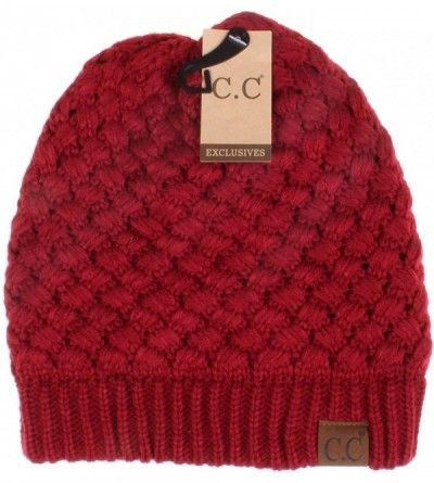 Skullies & Beanies Exclusives Knit Warm Inner Lined Soft Stretch Skully Beanie Hat (HAT-47) - Burgundy - CM189NA6M2A $11.85