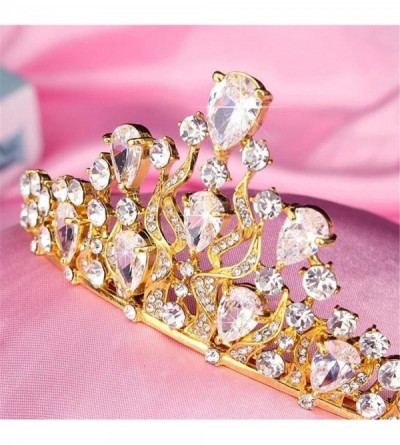 Headbands Luxury Teardrop CZ Rhinestone Crystal Wedding Bridal Tiara Crown(A1063) - gold - CC185L2N93T $44.40