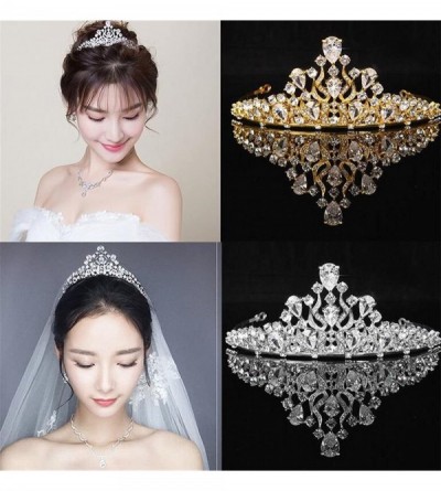 Headbands Luxury Teardrop CZ Rhinestone Crystal Wedding Bridal Tiara Crown(A1063) - gold - CC185L2N93T $44.40