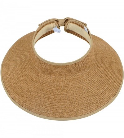 Sun Hats Women's Summer Wide Brim Roll-Up Straw Sun Visor Hat - Natural - C612O5XW4QI $12.73