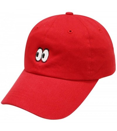 Baseball Caps Eyes Small Embroidery Cotton Baseball Cap - Red - CQ12HVFX8M5 $14.26