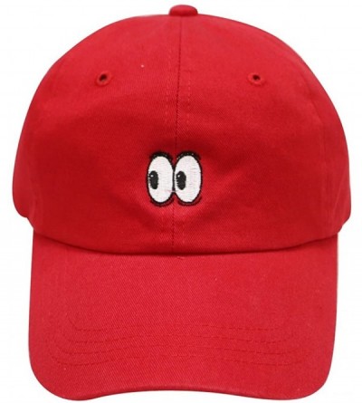 Baseball Caps Eyes Small Embroidery Cotton Baseball Cap - Red - CQ12HVFX8M5 $14.26